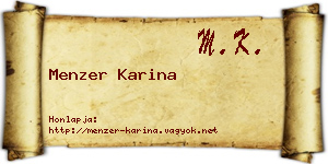 Menzer Karina névjegykártya